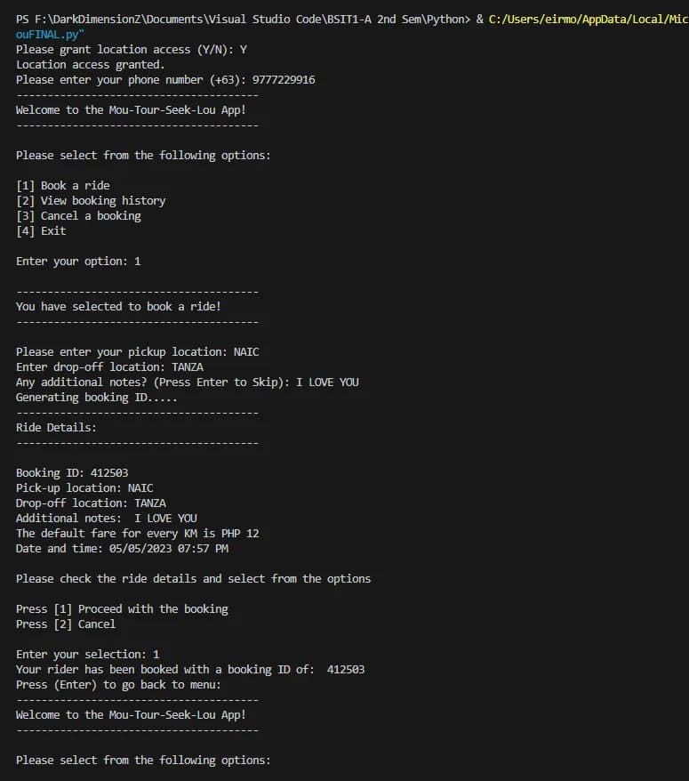 Mou-Tour-Seek-Lou Ride Booking screenshot 1