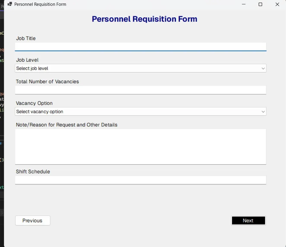 Personnel Requisition Form screenshot 2