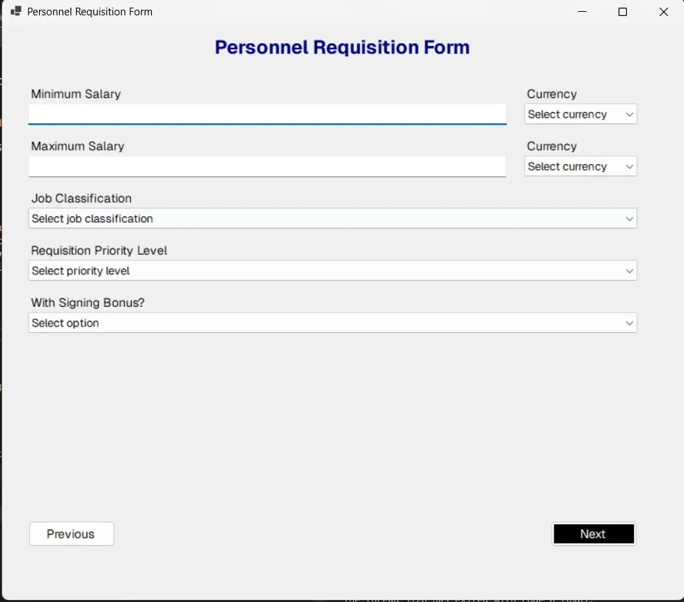 Personnel Requisition Form screenshot 3