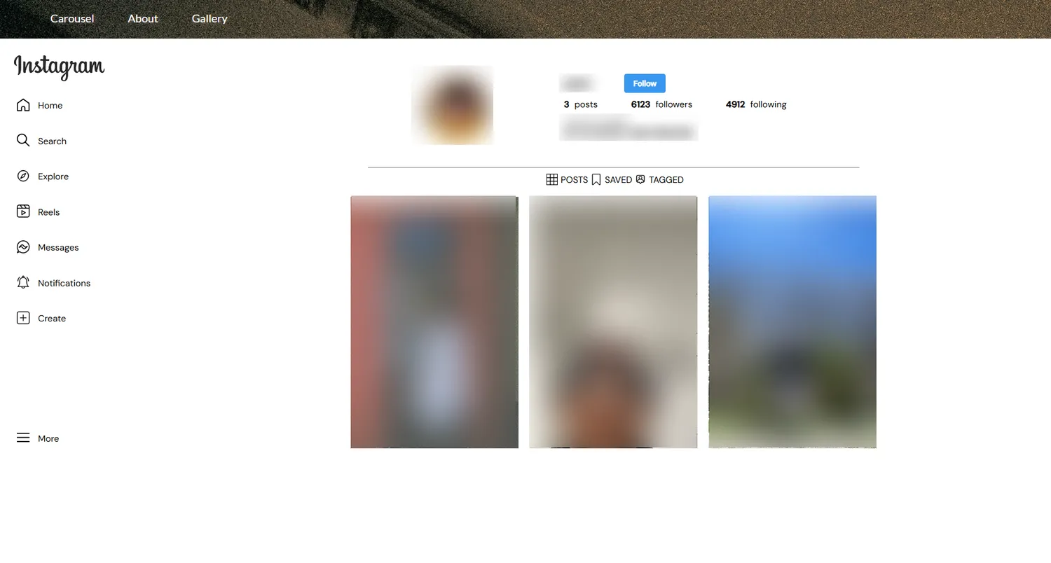 Instagram-Style Personal Site screenshot 2