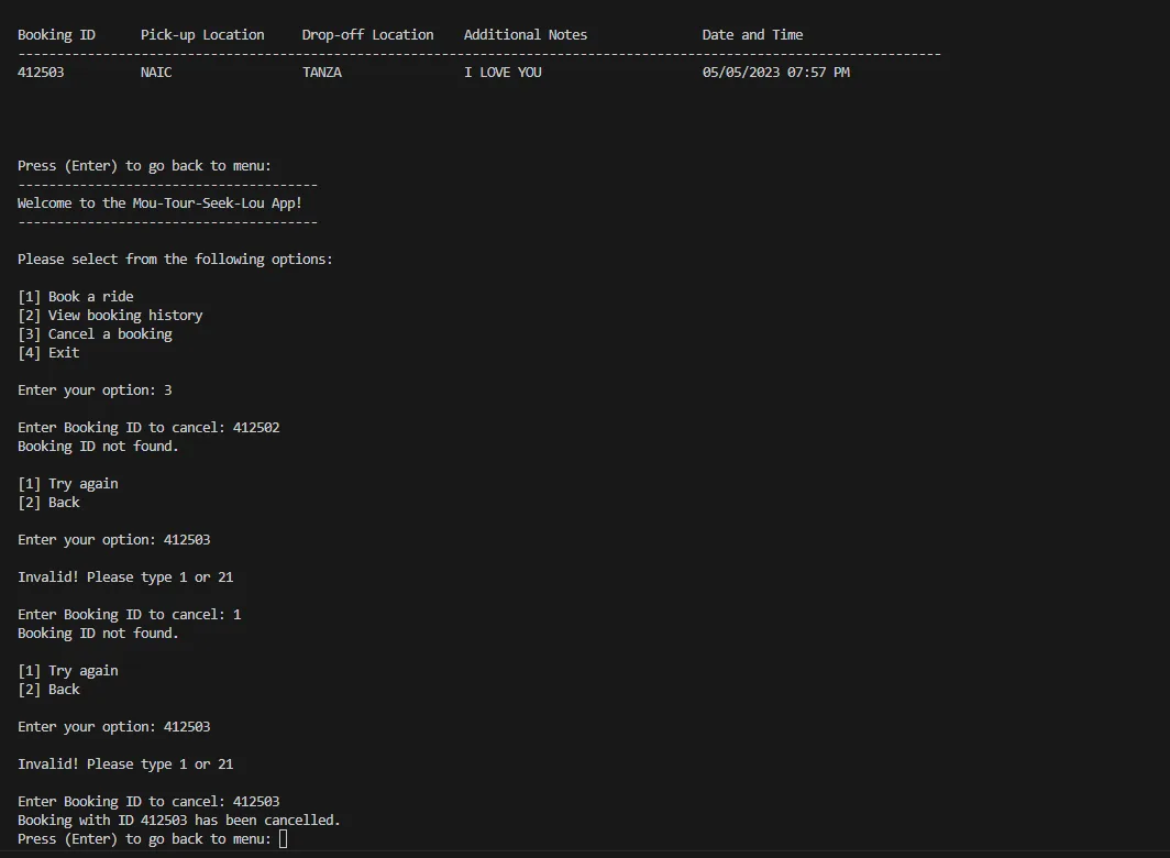 Mou-Tour-Seek-Lou Ride Booking screenshot 2