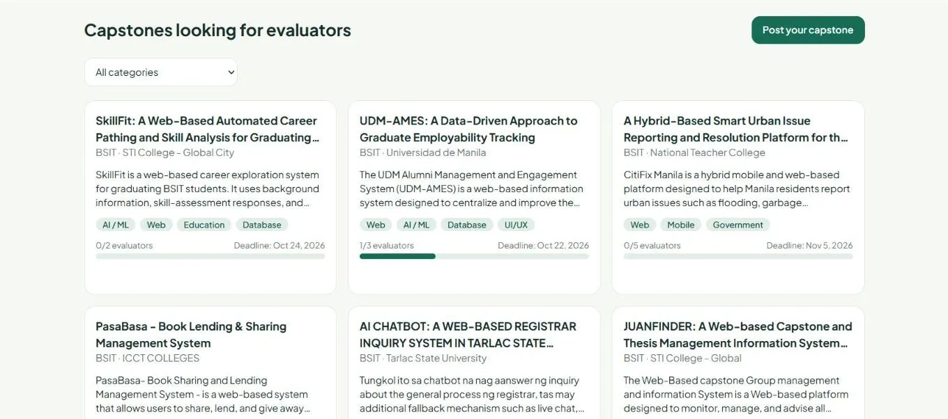 Panelista: Capstone Evaluator Marketplace screenshot 2
