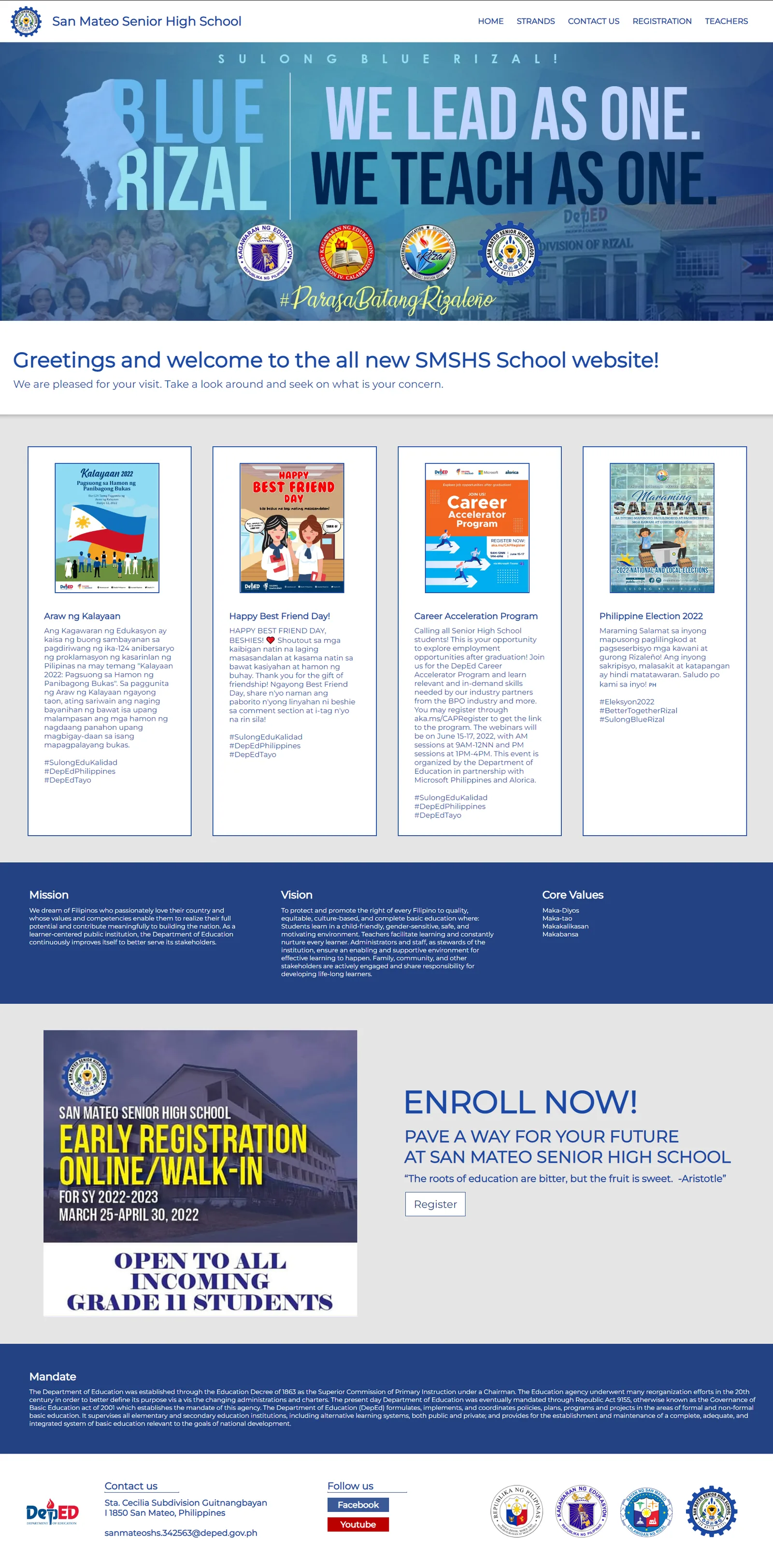 San Mateo Senior High School Website screenshot 1