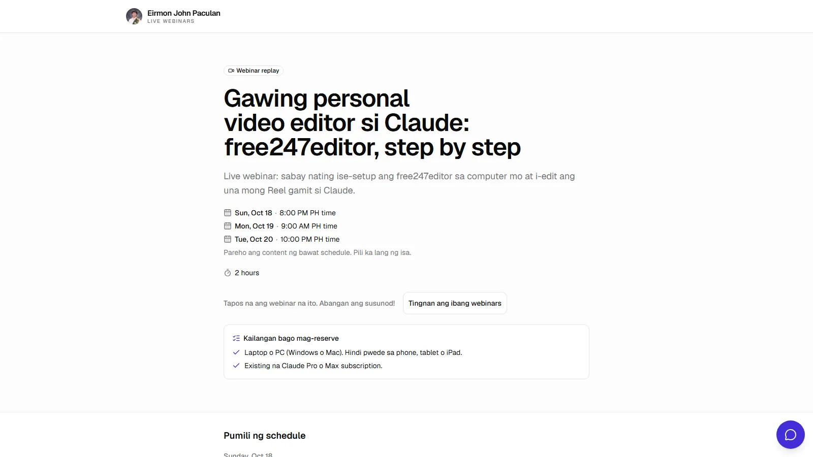 Webinar & Coaching Platform screenshot 1